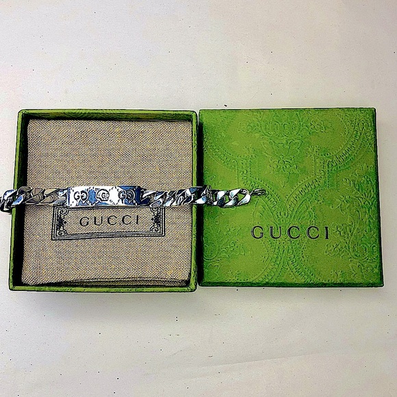 GUCCI Ghost GG Chain Link Sterling Silver 925 Bracelet Sz 20 NIB - Picture 6 of 17
